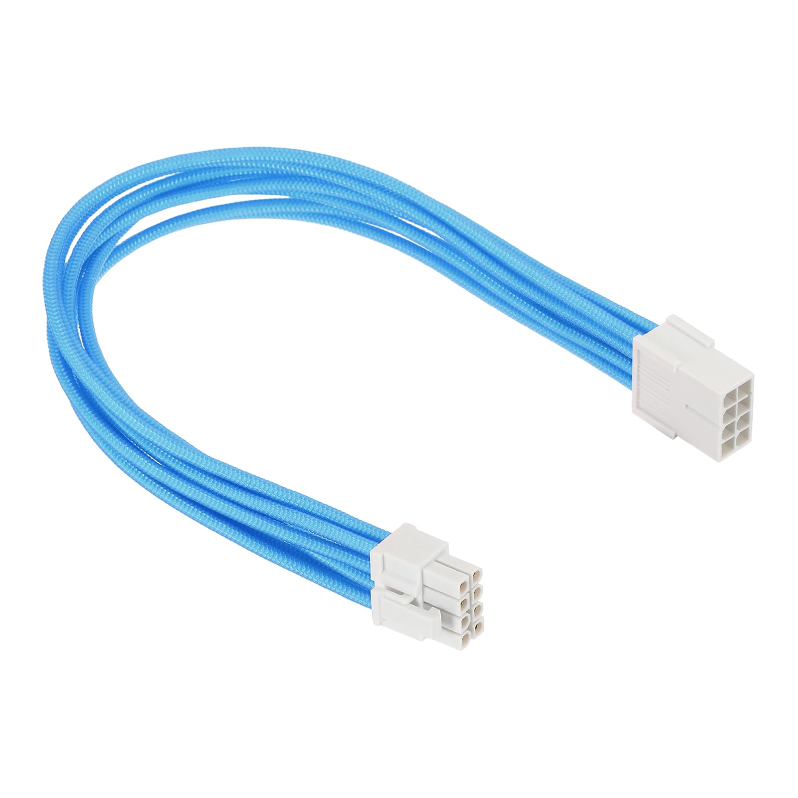 Cable PCIe 8 Pin 18AWG PATIKIL Conector Modular 6+2 Macho de 30cm Color Blanco Azul 8