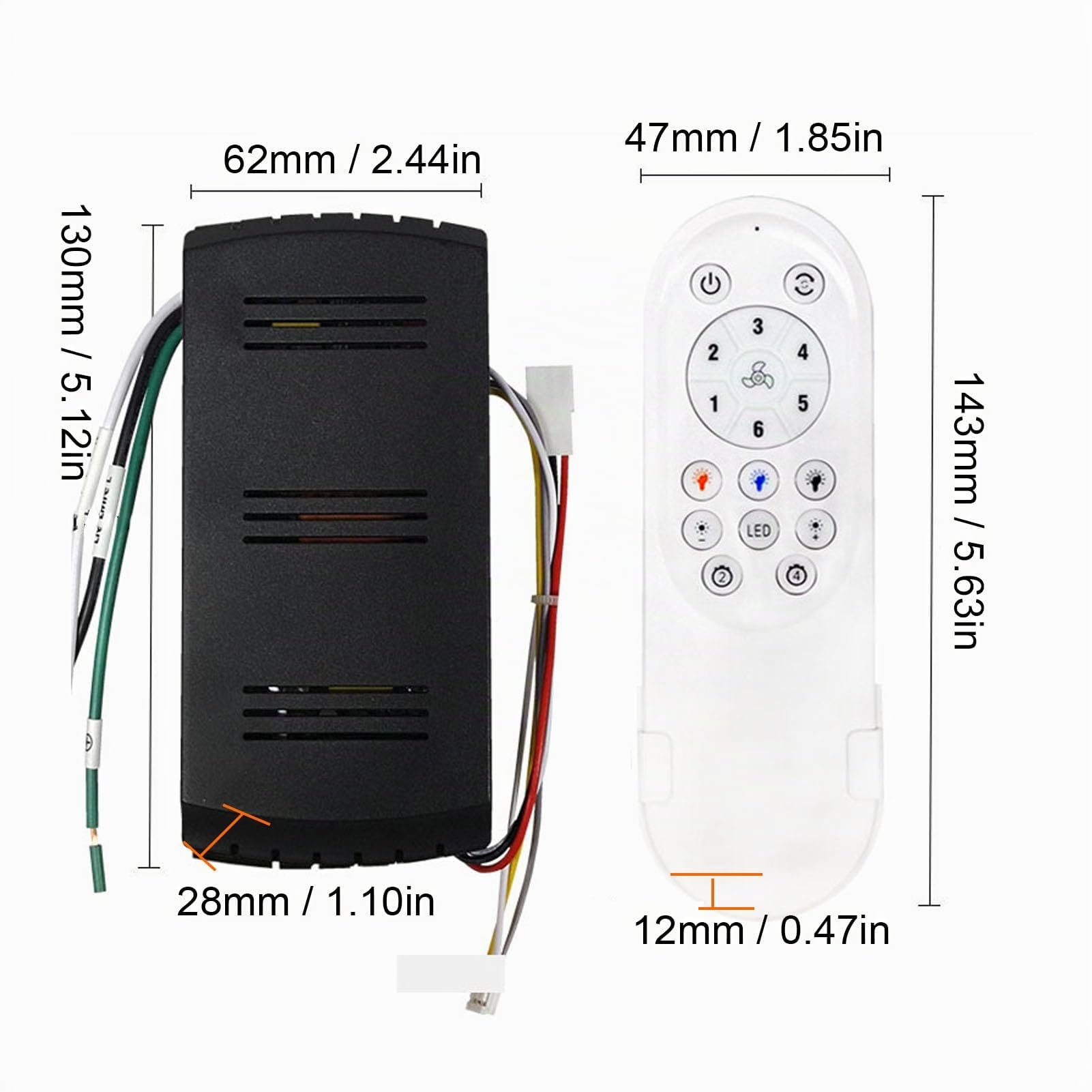 Kit de Control Remoto de Luz del Ventilador de Techo, Regulación de Velocidad de 6 Engranajes Brillo Ajustable de Brillo Ajustable 2H 4H Temporizador Universal Ventilador de