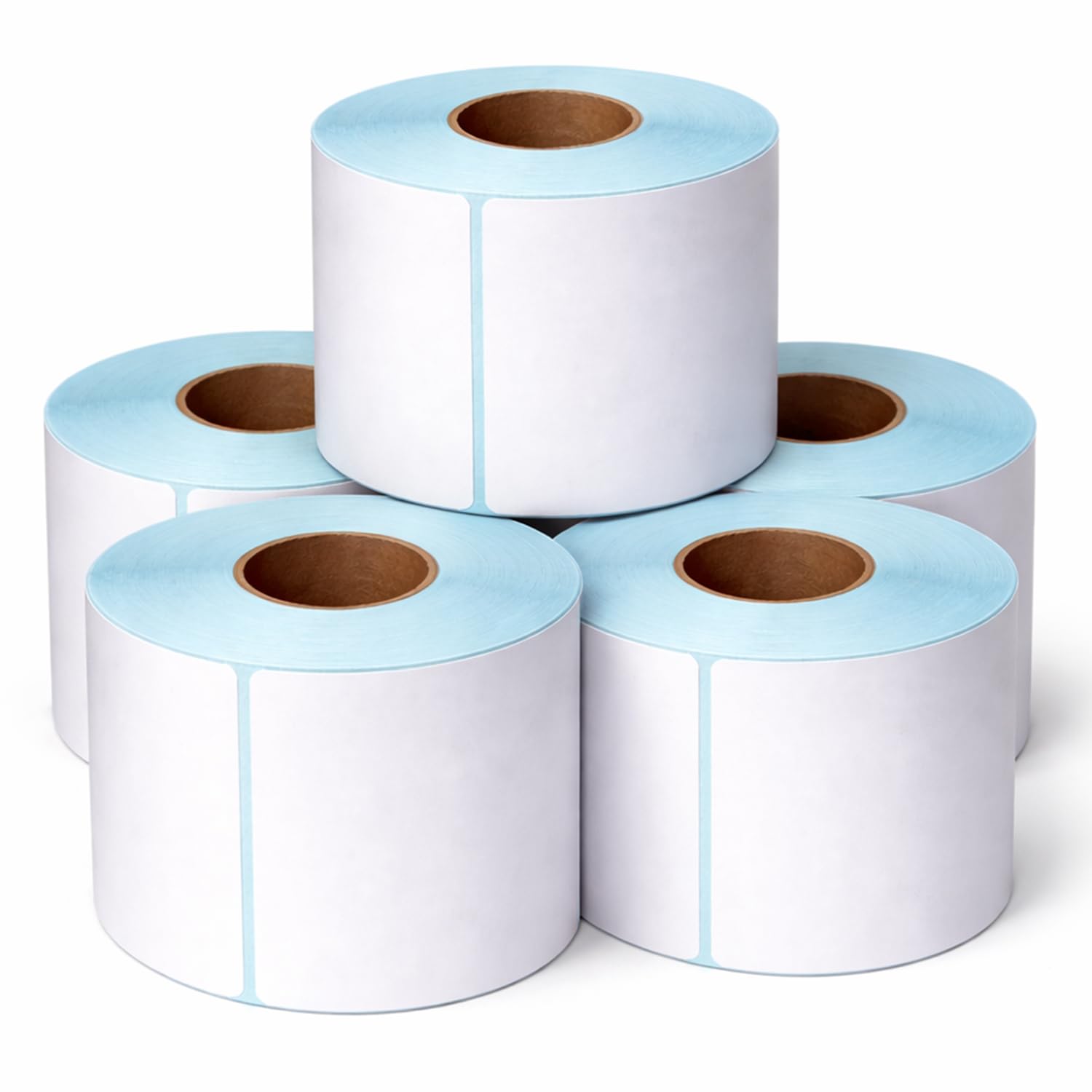Greenfields 5 Pack Direct Thermal Label Rolls 4" x 6" (100 x 150mm), 500 Labels per Roll, 4.7" Roll Diameter, 25mm Core, Strong Adhesive Shipping Labels for Thermal Printers