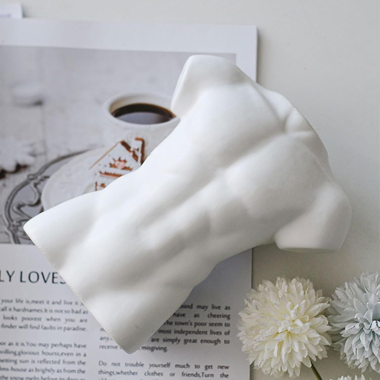 Male Body Vase, White Ceramic Male Form Body Flower Vases, Home Decor Body Vase, Man Statue Bust Art Vase, Modern White Vase Planter Pots for Office Home Indoor Decoration