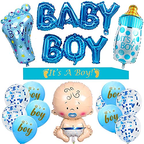 Baby Shower Decorations for Boy - It is a Boy Baby Shower Decoration - It's a Boy Banner - Baby Boy Foil Balloons - Large Baby Bottle Balloon - It is a Boy Balloons