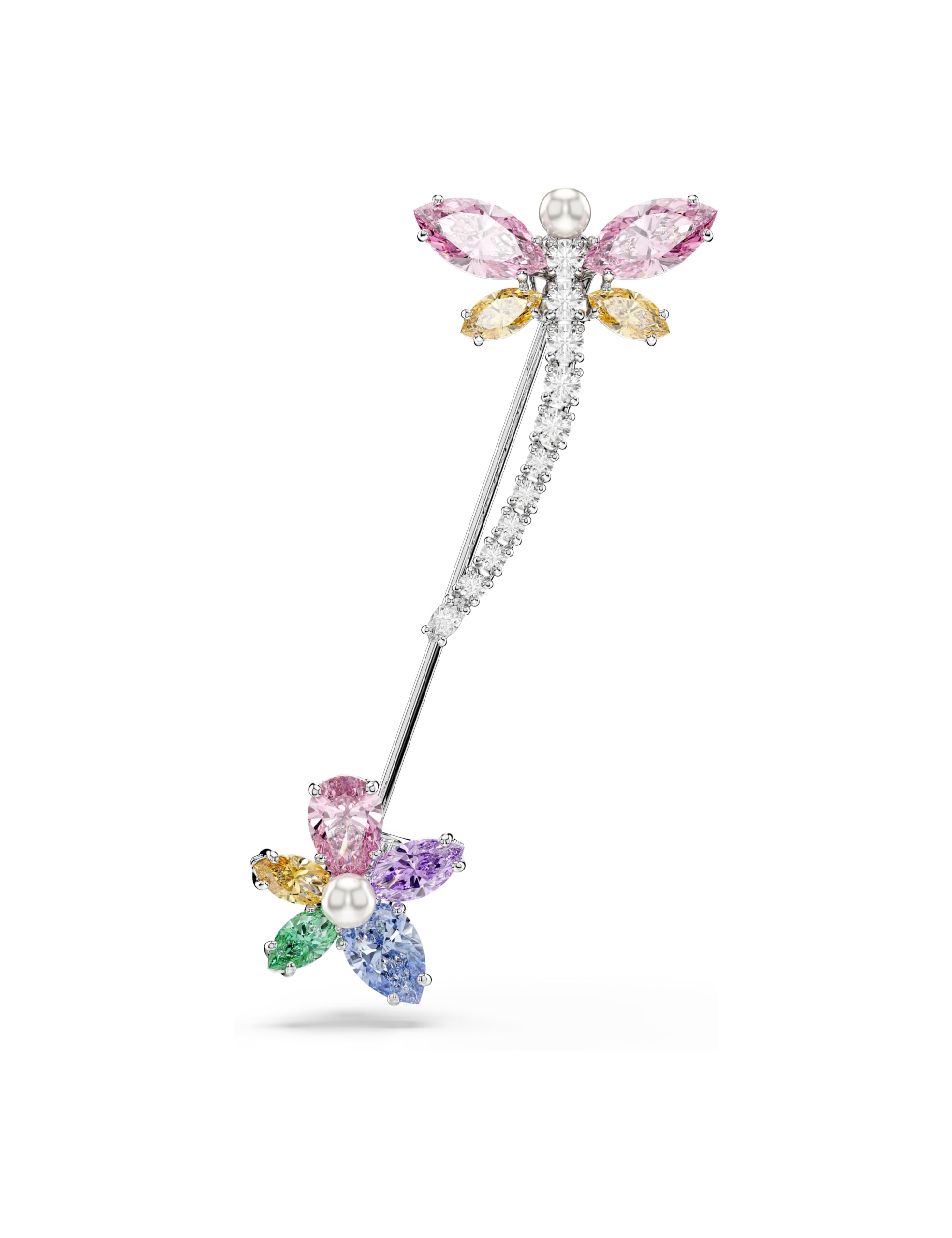 Swarovski X Ariana Grande Brooch, Mixed Cuts, Dragonfly, Multicolored, Rhodium Plated