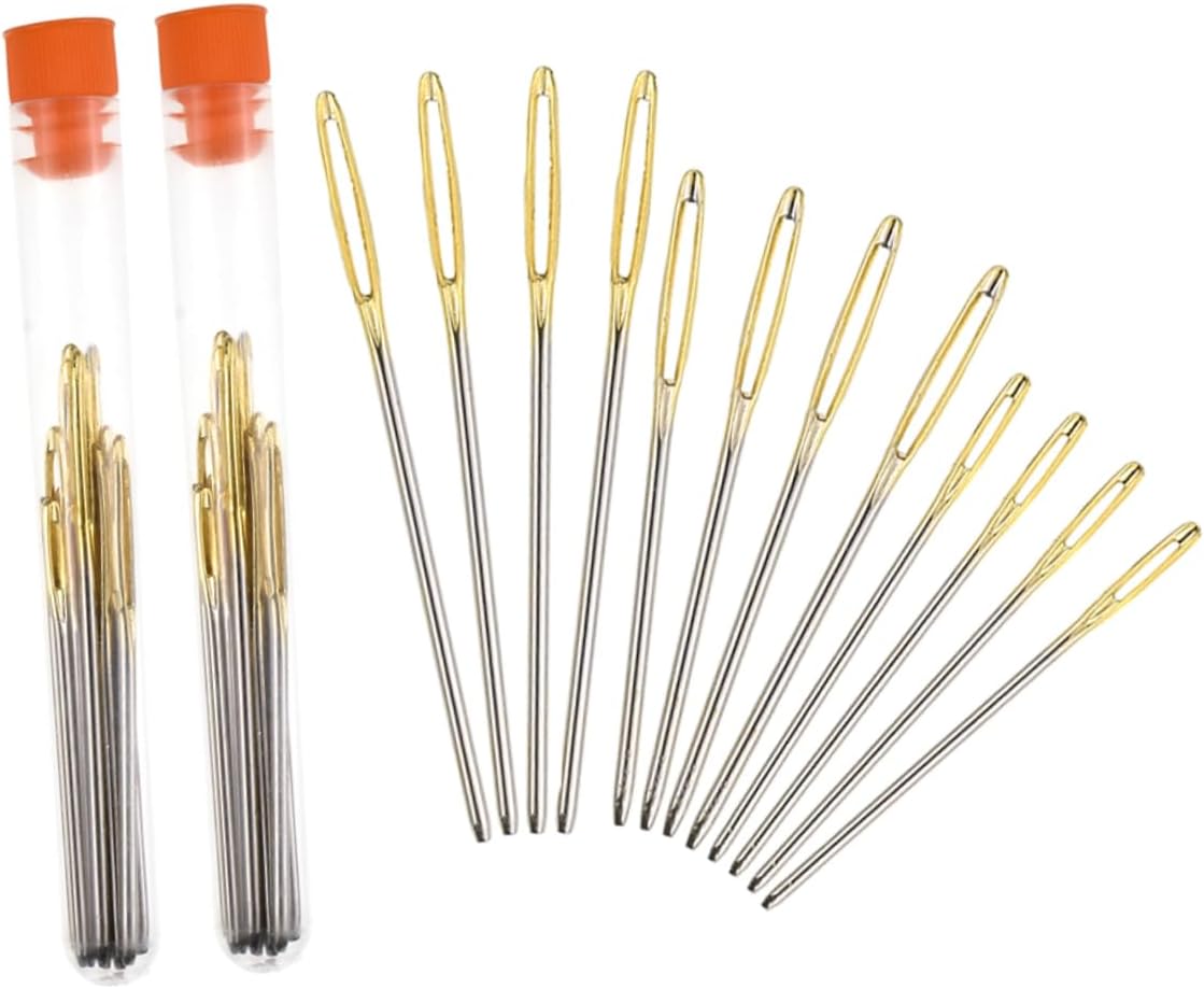 Tofficu 2sets Stainless Steel Large Hole Blunt Needles for Weaving and Sewing Storage Bottle for Hand Sewing and Knitting Projects