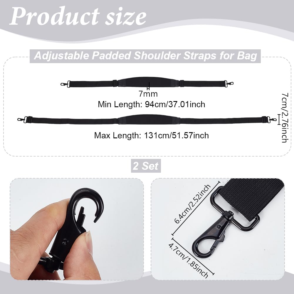 AHANDMAKER 2Pcs Padded Shoulder Straps for Bag 51 Inch Adjustable Crossbody Strap 2.76 Inch Wide Black Polyester Bag Strap for Briefcase Laptop Bag Duffle Gym Bag Purses Luggage Replacement