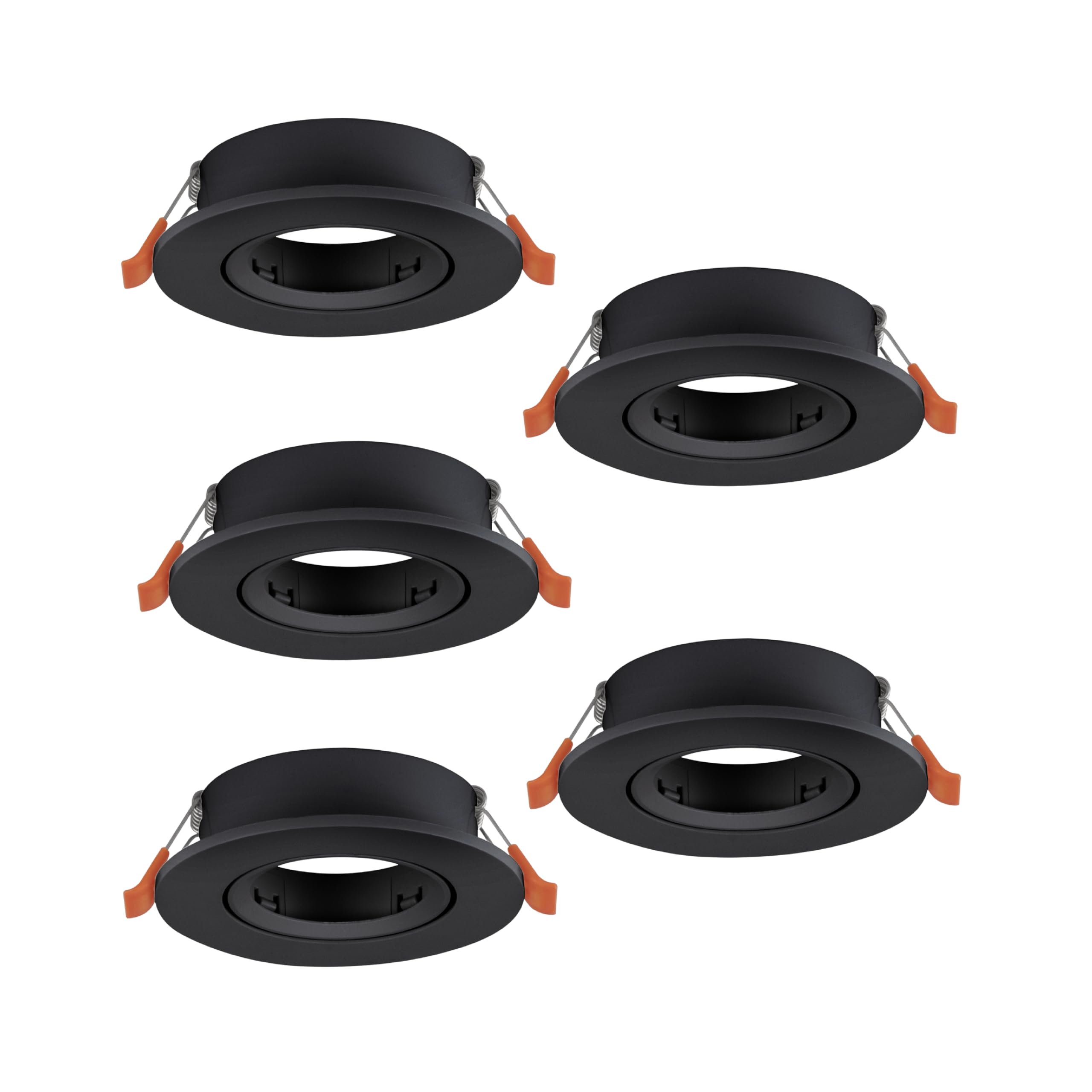 Eglo Set of 5 recessed spotlights Barranco, Adjustable spot Lights for Ceiling, Round Downlight Without Bulb, Black Plastic lamp, GU10 Socket, Ø 9 cm