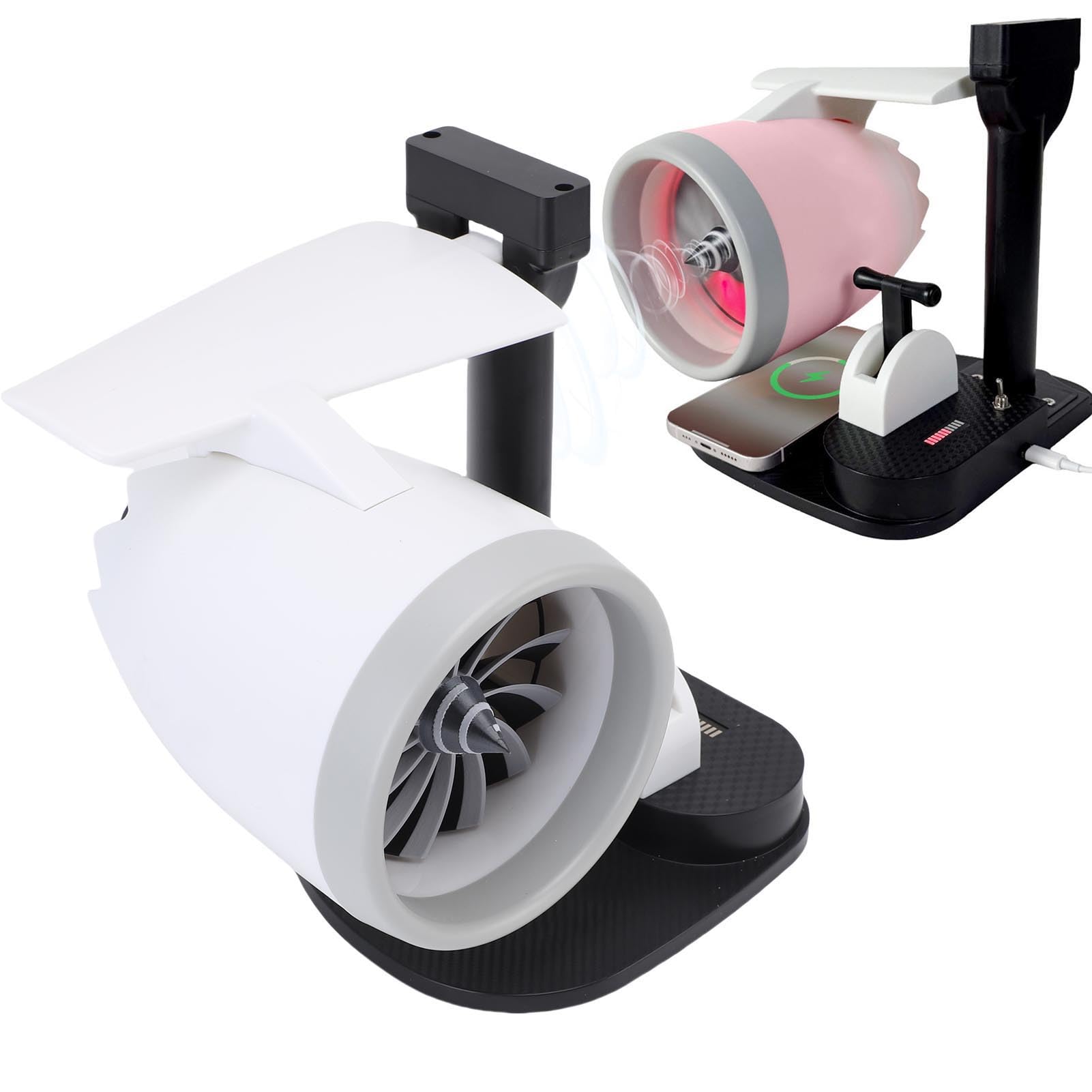Pongnas Ventola Scrivania a Forma di Ventola per Ventole per Turbina Desktop con Umidificatore 3 in 1 velocità Regolabile 4000 Giri/Min 4000 Giri/Min. (Luce rossa)
