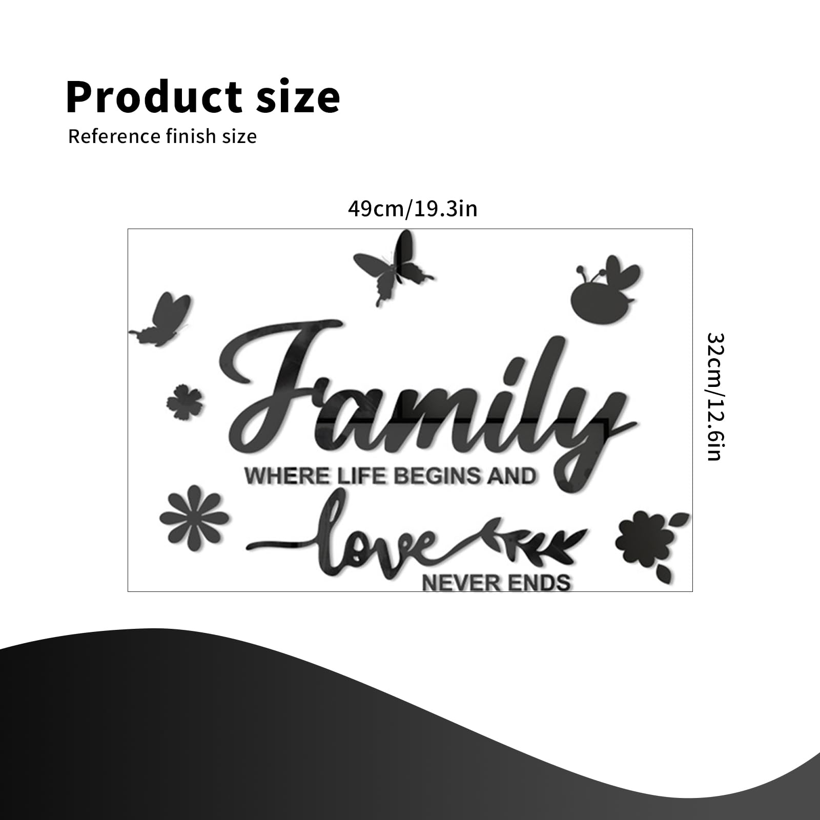 Fkereg Family Where Life Begins and Love Never Ends Mirror Wall Decal, Spiritual Wall Stickers Peel and Stick Quote Sayings - Image 2