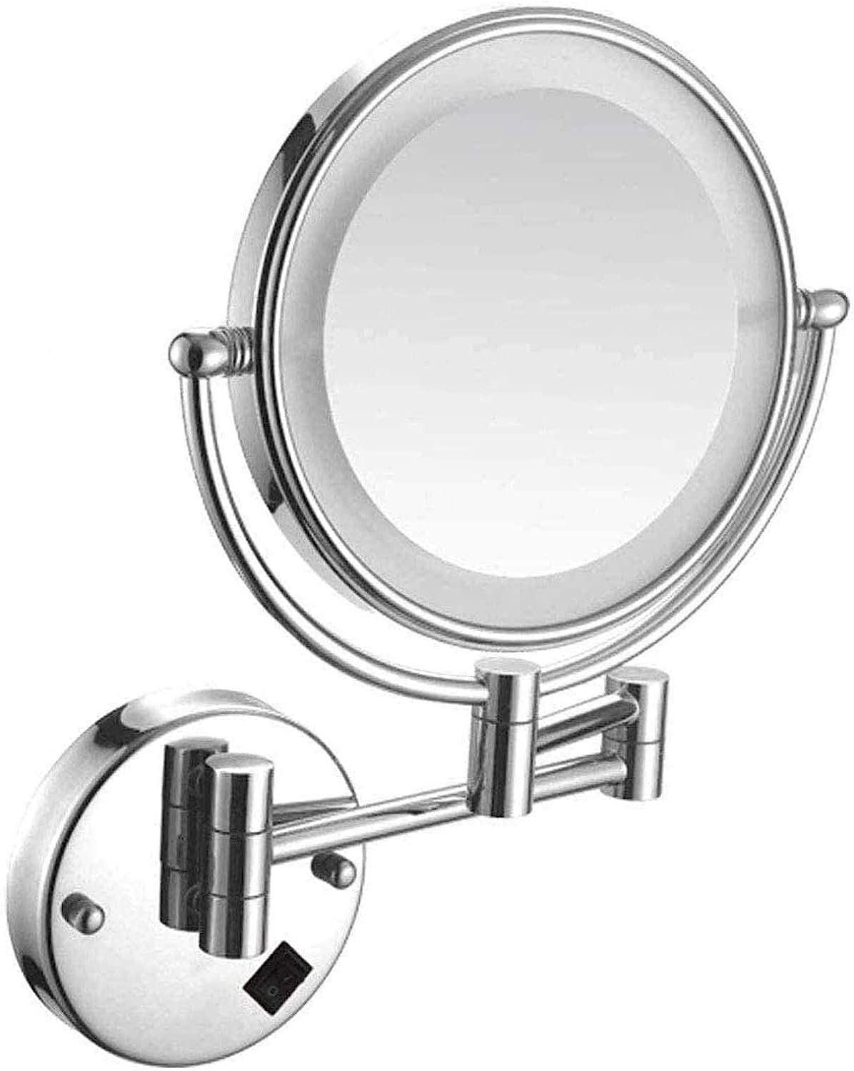 Miroir grossissant 5X mural avec lumières LED et bouton marche arrêt intégré
