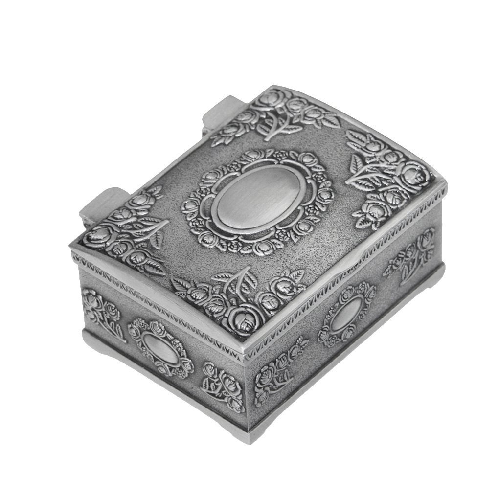 Amazon.com: Vintage Engraving Tin Zinc Square Jewelry Box Gift