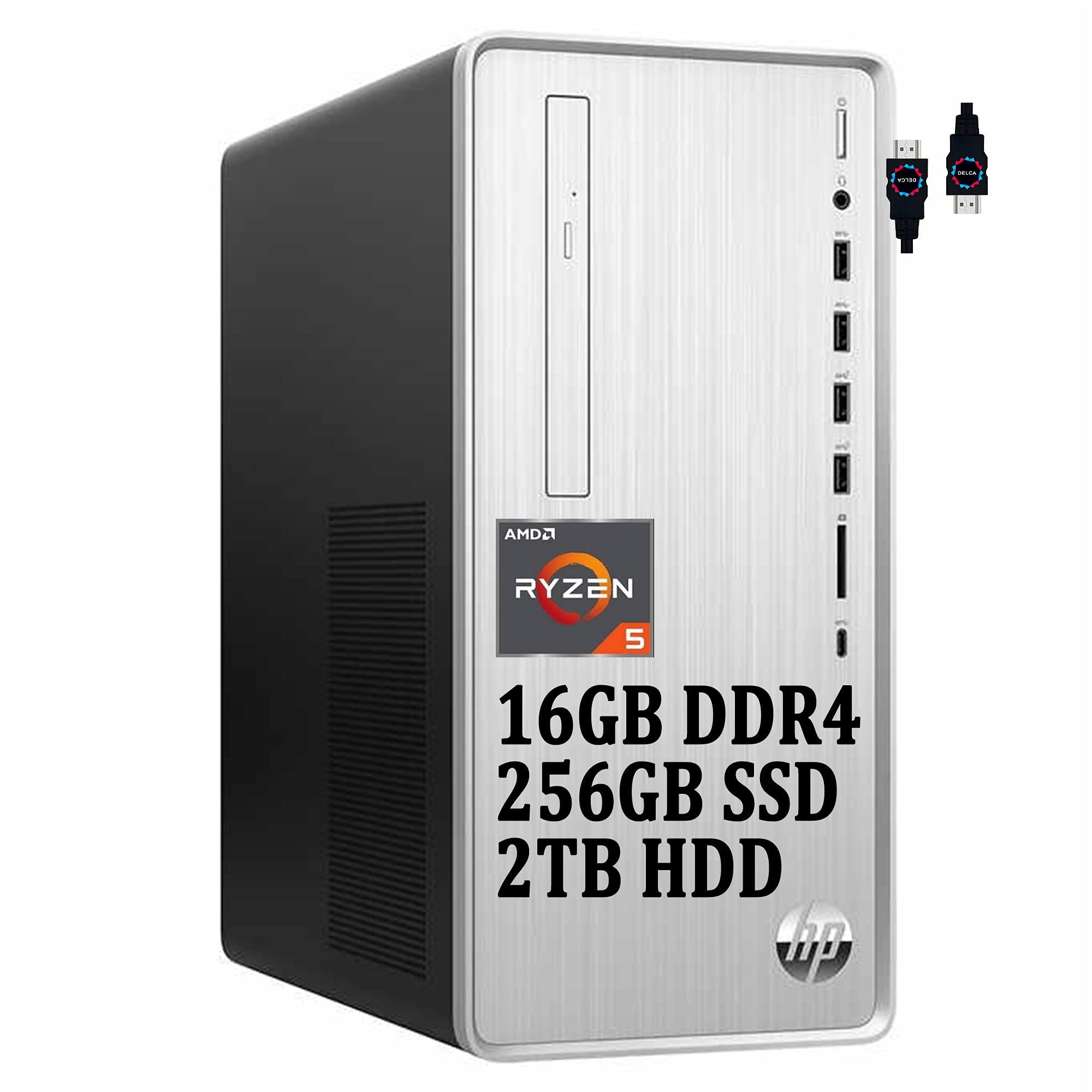 HP Pavilion 2021 Premium Business Tower Desktop Computer I AMD 6-Core Ryzen 5 4600G ( i7-8700) I 16G