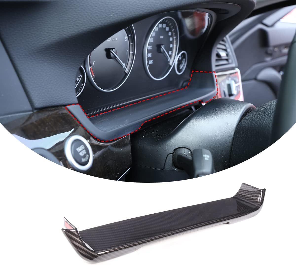 For BMW 5 Series F10 2011-2017 ABS Plastic Car Interior Steering Wheel Dashboard Display Panel Cover Frame Trim Interior Accessories (Carbon Fiber-Right Hand Drive)