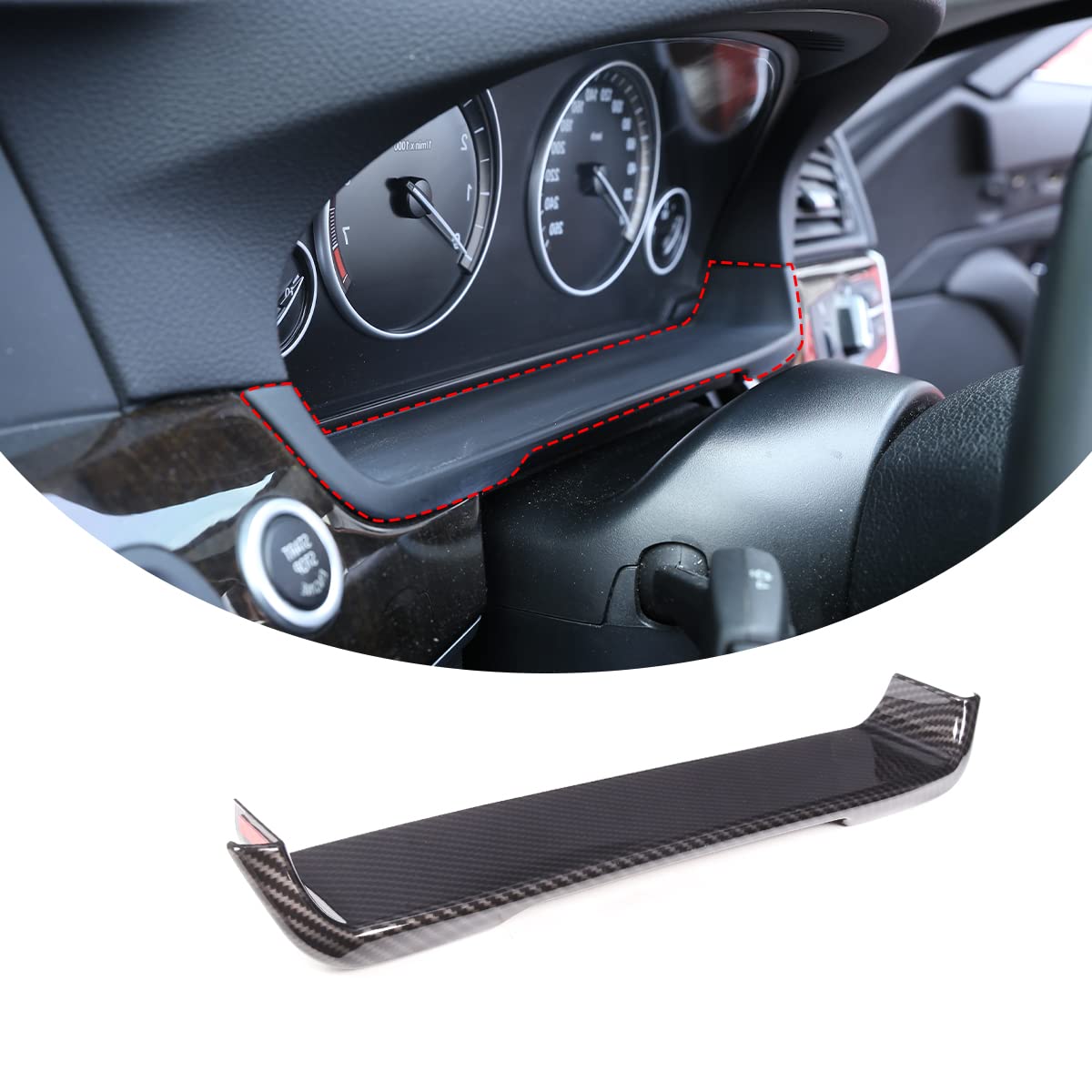 For BMW 5 Series F10 2011-2017 ABS Plastic Car Interior Steering Wheel Dashboard Display Panel Cover Frame Trim Interior Accessories (Carbon Fiber-Right Hand Drive)
