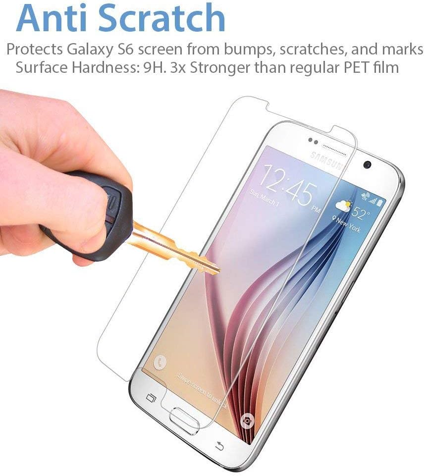 ⚡[ PREMIUM QUALITY ] Samsung Galaxy S6 Tempered Glass Screen Protector - Shield, Guard & Protect Phone From Crash & Scratch - Anti Fingerprint, Smudge & Shatter Proof - Best Lcd Display Protection