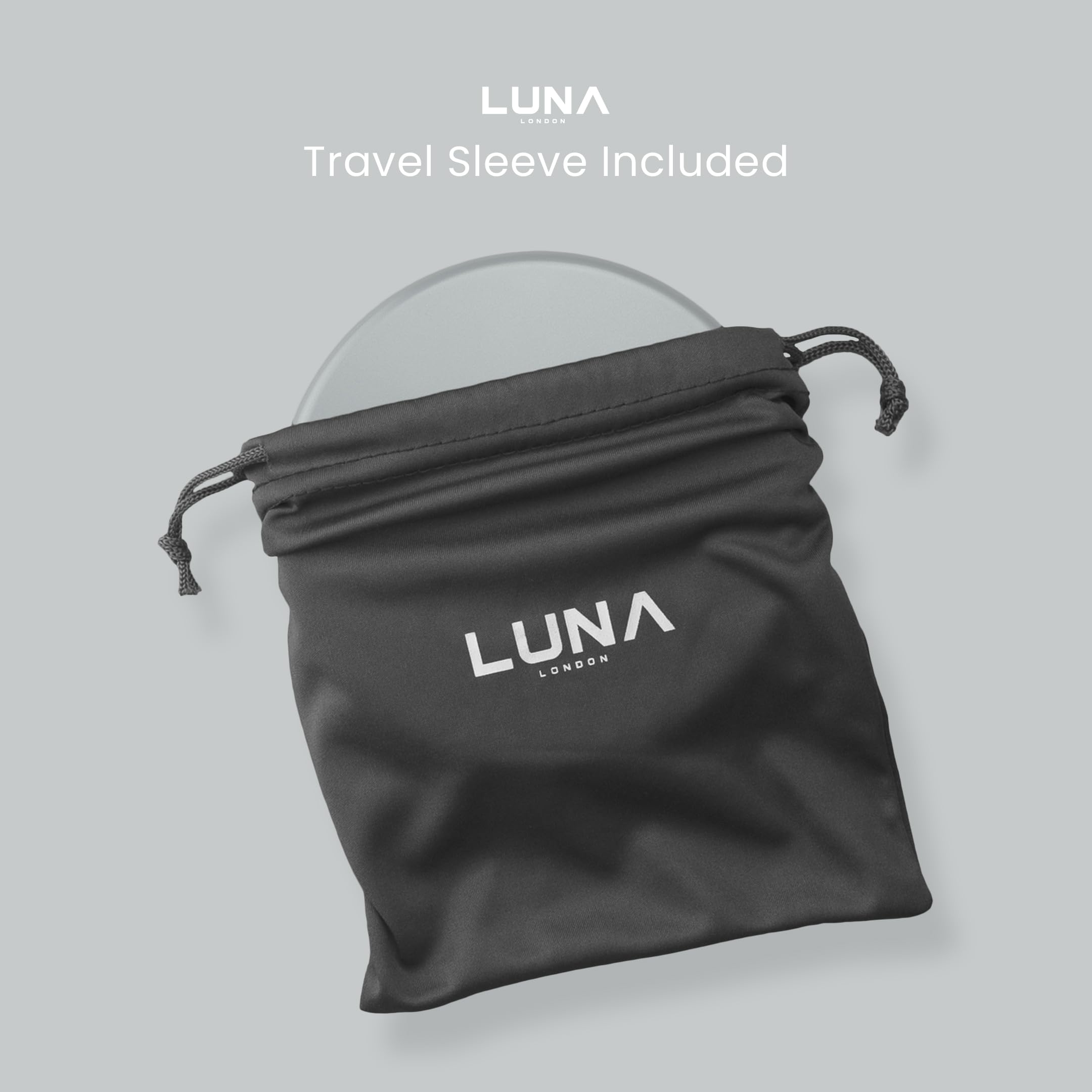 LUNA London Specchio da viaggio compatto, specchio da viaggio con luce | specchio cosmetico illuminato a LED con 3 modalità di illuminazione, ingrandimento 7x, pieghevole, portatile e ricaricabile