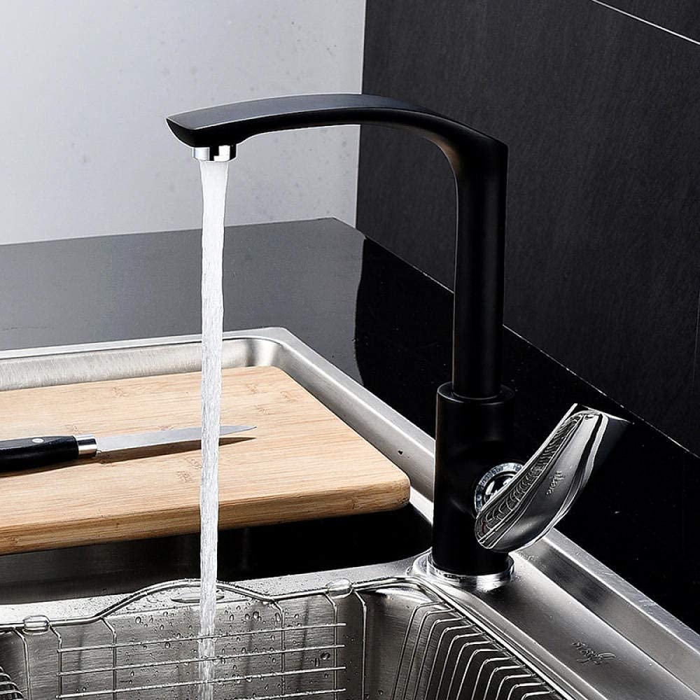 Robinet de cuisine rotatif noir : cuisinez et lavez vos grands plats sans aucune gêne