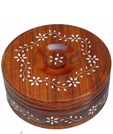 Zaara crafts Hand work chapati box/puri box/paratha box 1500 ml for storage for hot case for Kitchen or Dining Table for Serving to Guests (casserolle) 10 * 6 inch with lid