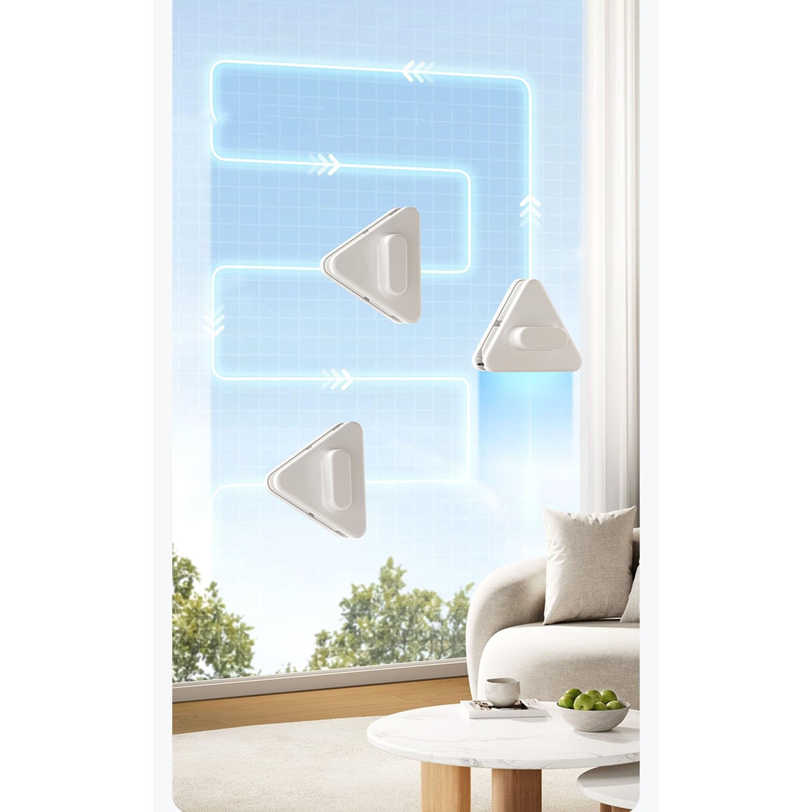 Limpiador de Ventanas magnético de Doble Cara, Limpiador de vidrios de Doble Cara con Esponja y Cuerda de Seguridad, Adecuado for Vidrio(20-35mm)