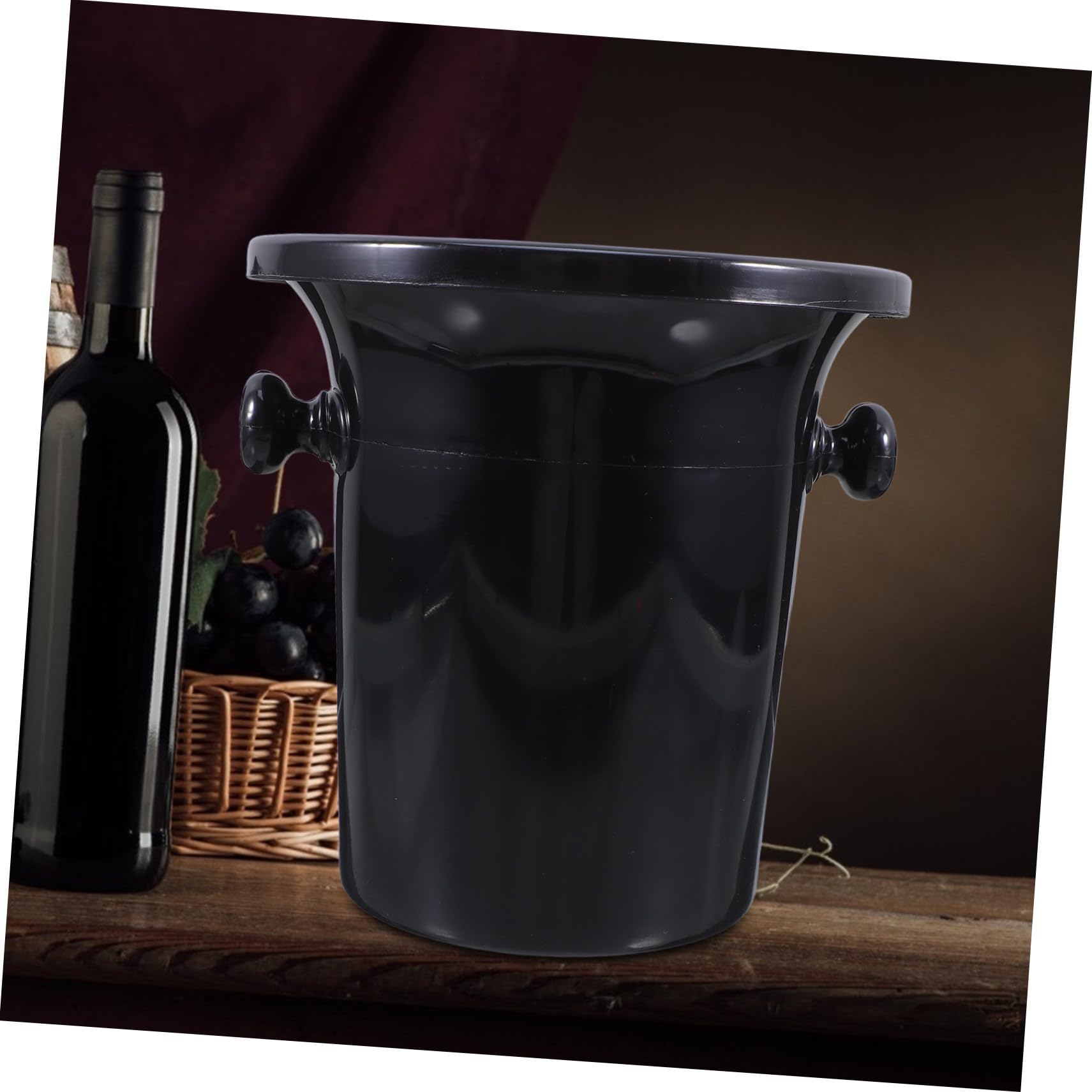 Escupidera de Vino Redonda Negra de Plástico, 4 Piezas | Asas Dobles, Estilo Occidental y Acabado Suave, para Bares y Tiendas Especializadas en Vino