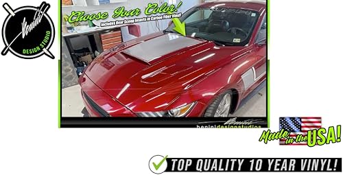 Miniatura 2 de Calcomanía de rayas para capó, compatible con Ford Mustang 2015-2019 Roush GT Shelby Racing Style Modificado Exterior Stripe Decal (rojo)