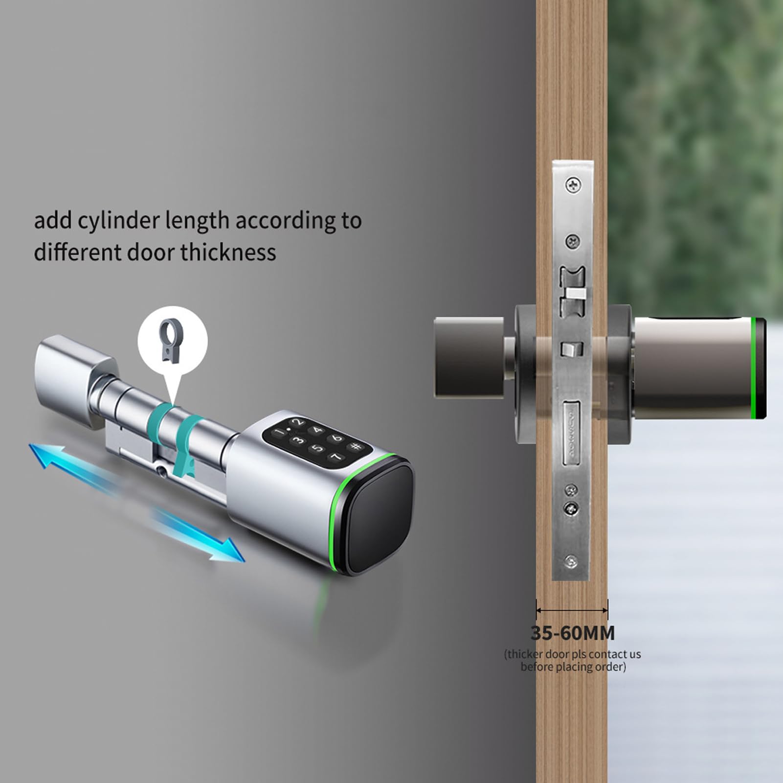 Cerradura de puerta electrónica, código electrónico cerradura de puerta principal para casa inteligente, cerradura de cilindro inteligente con interfaz de emergencia huella digital (blanco)
