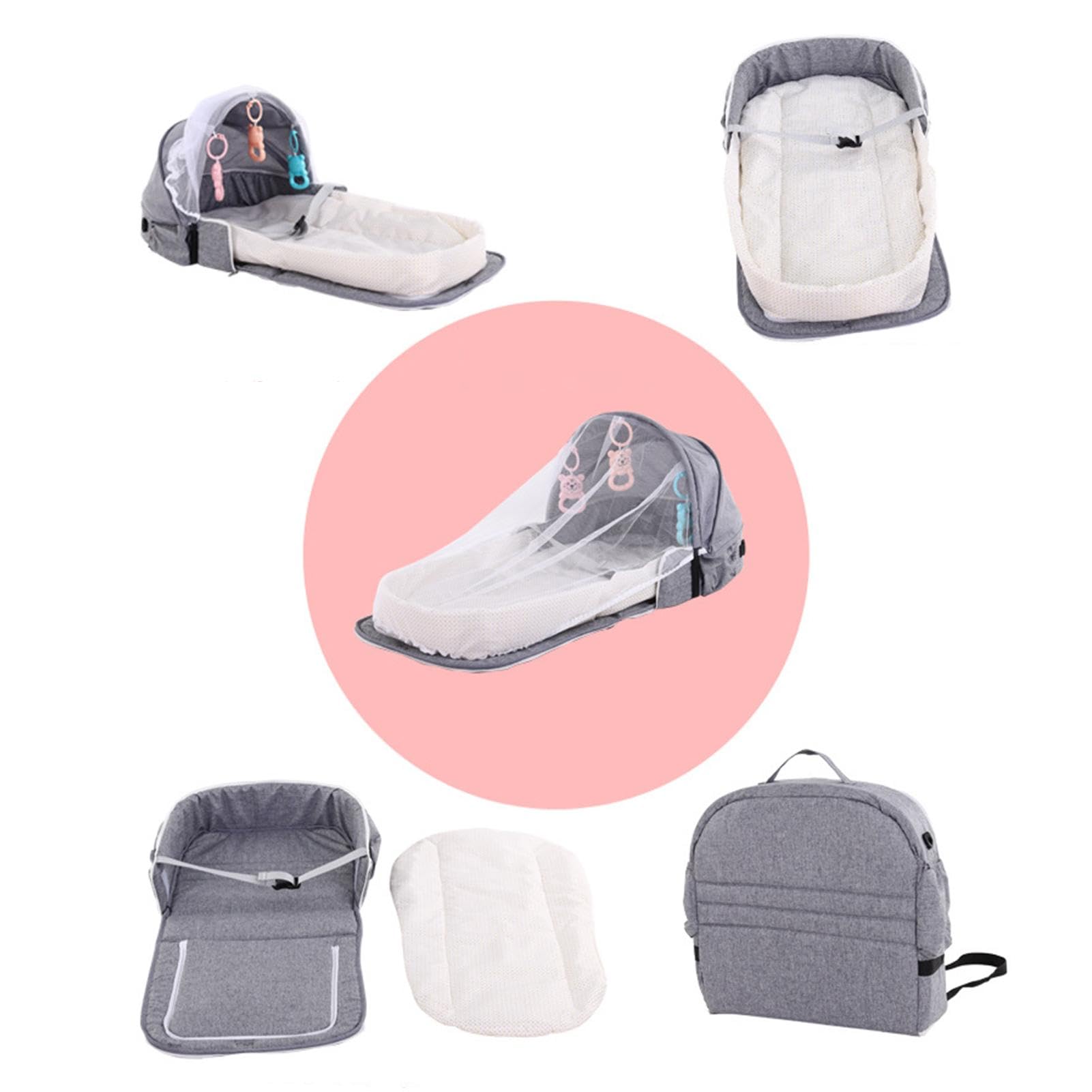 Culla da viaggio per bambini, lettino da viaggio per bambini - Letto da co-sleeping per bambini anti-pressione,Lettino da viaggio pieghevole leggero per lettino da viaggio pieghevole per