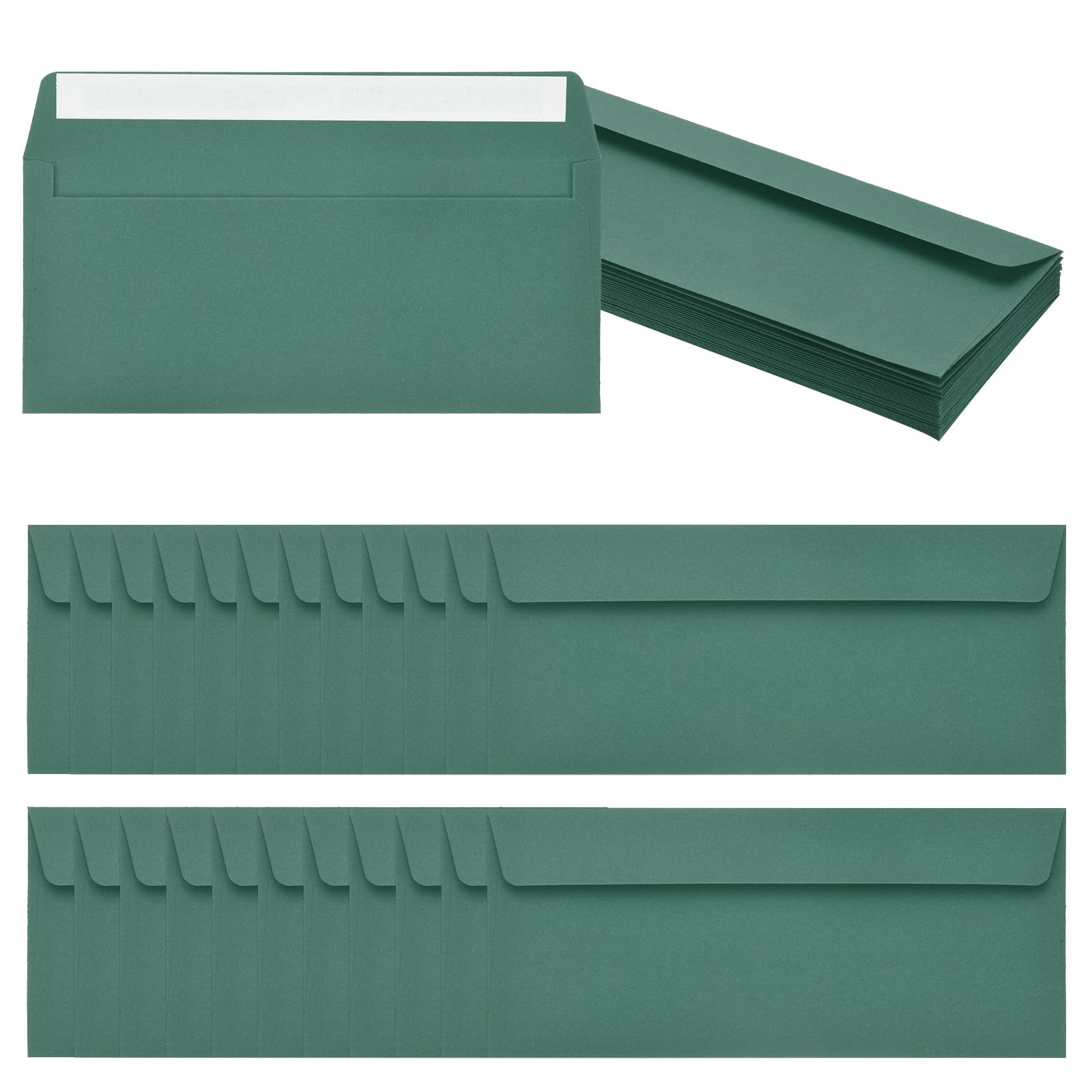 PATIKIL 24 Pack Dark Green #10 Business Envelopes, Colored Self Seal Letter Size Envelopes for Business Mailing Office Checks Invitation, 24.1 x 10.5 cm
