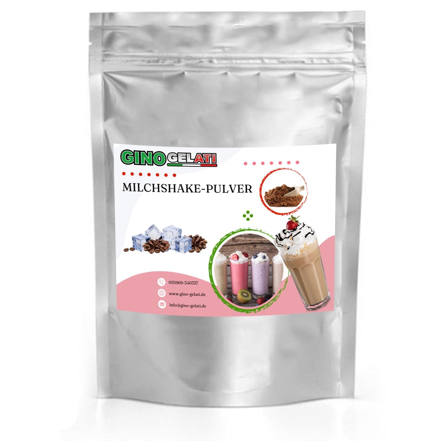 Gino Gelati Pulver Eiskaffee Milchshake Pulver 10 Kg, Kaffeegeschmack, verschiedene Varianten, schnelle und einfache Zubereitung, für Gastronomie und private Küche geeignet