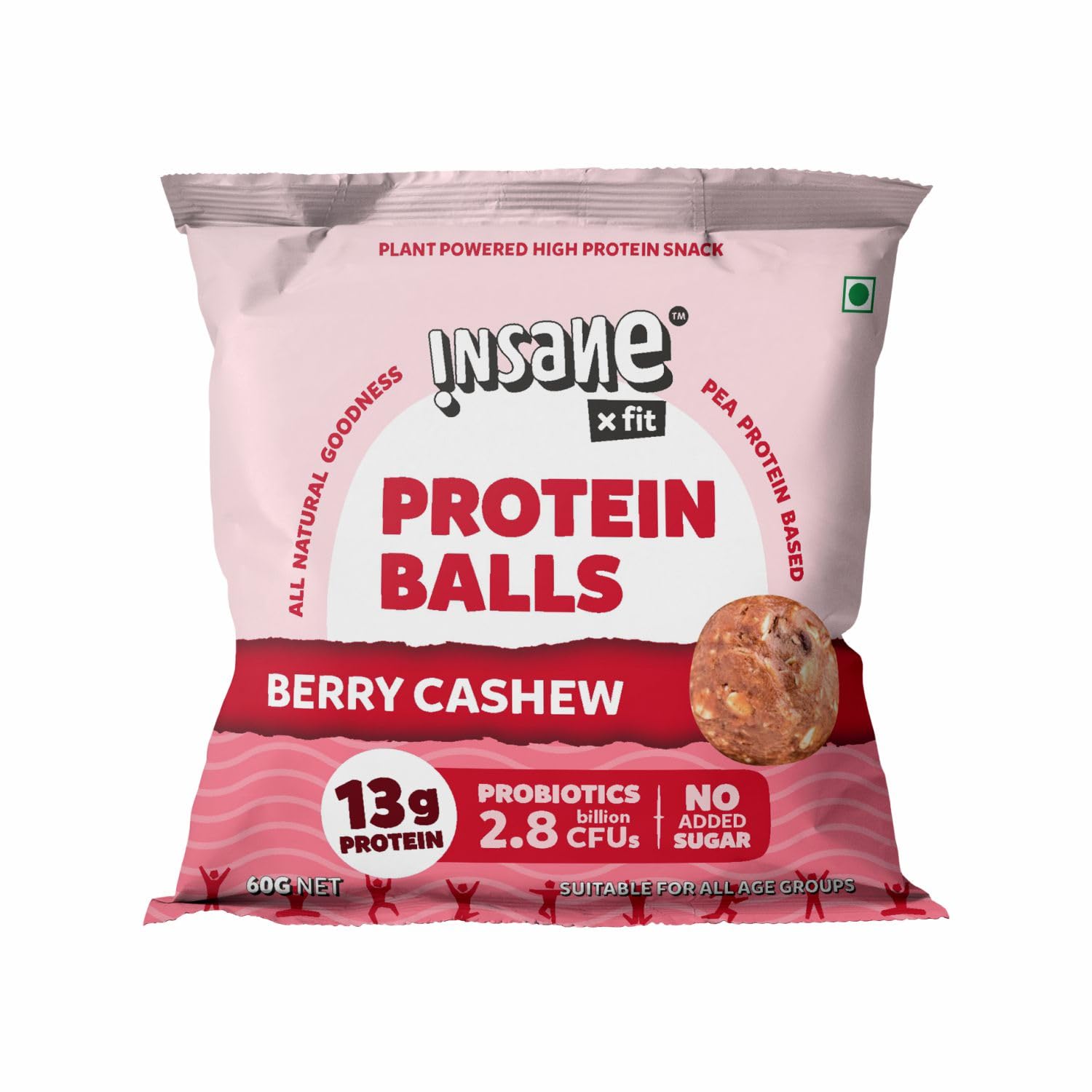 Insane Fit - PROTEIN BALLS Berry Cashew (PACK OF 4 x 60G) | 13G Protein | Daily Protein for Fitness, Gym, Workout, Travel, Office | Sugarfree, All Natural, Vegan, Healthy Snack for Active Lifestyle (B0CQ25PC7N) Amazon Price History, Amazon Price Tracker