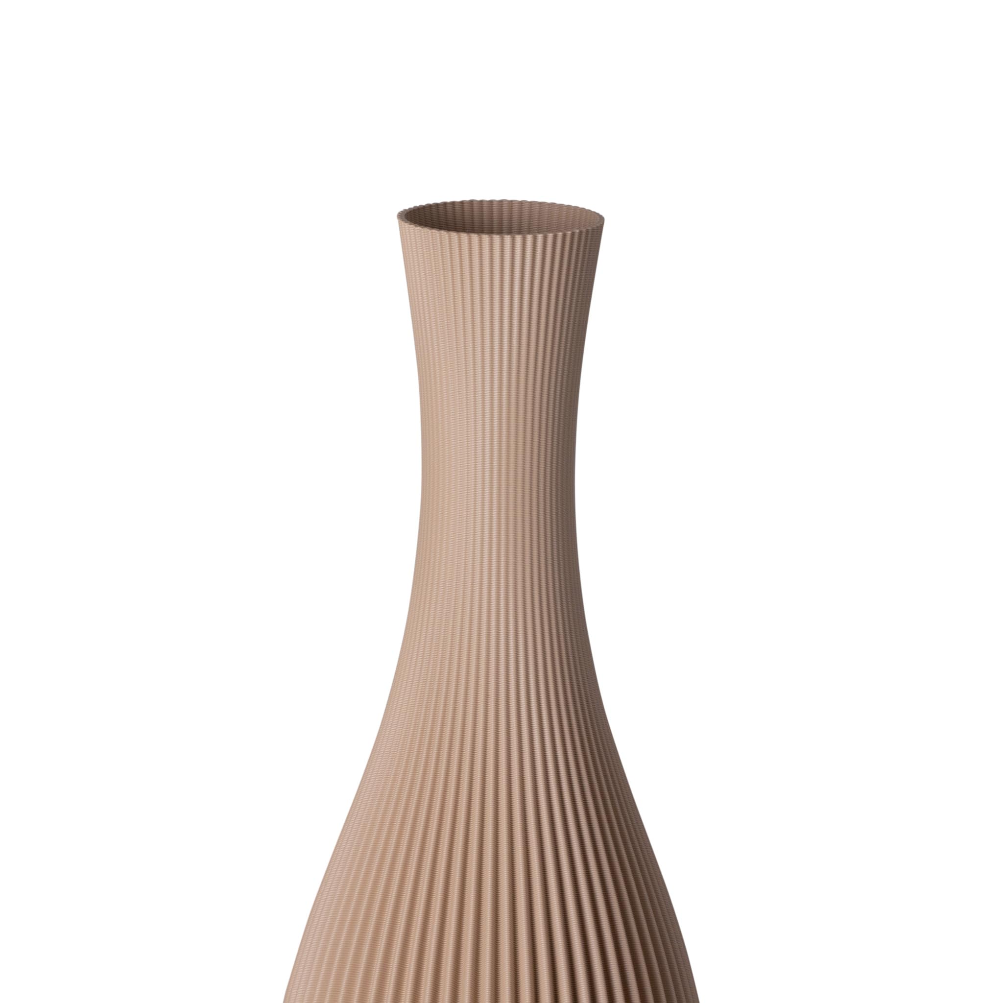 Bodenvase Stella, Beige, 18,8 x 60 cm, Hohe Dekovase für Pampasgras mit Modern Streifendesign, Recycelter Biokunststoff