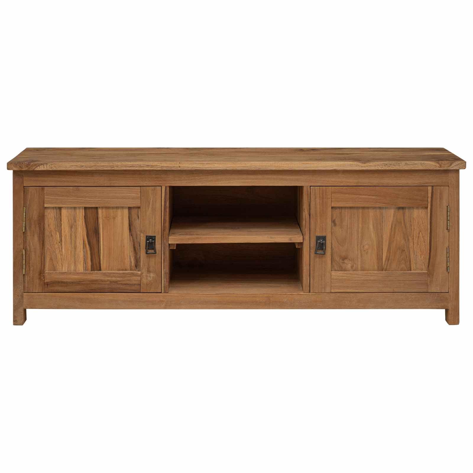 Meuble TV bas en teck massif naturel 110 x 30 x 40 cm