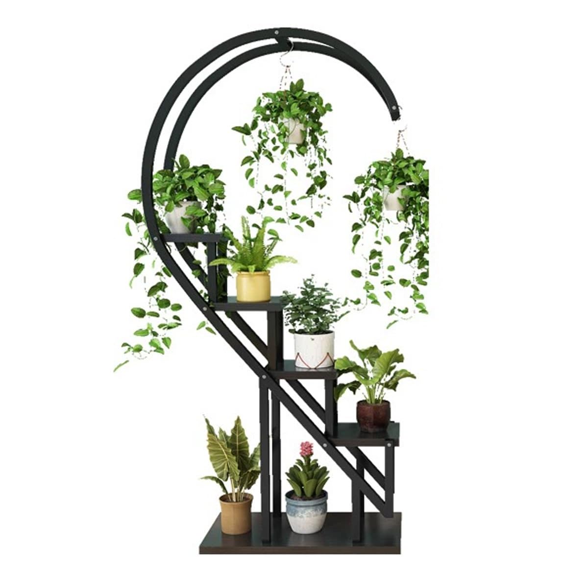 IDZO BC3L Supporto Per Piante A Forma Di Cuore – Scala In Metallo Per Interni Ed Esterni – Decorazione Per Casa, Giardino E Patio – Colore Nero, Confezione Da 1 - 2