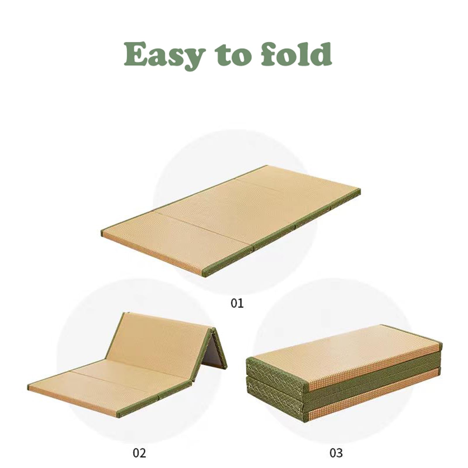 Japanische Tatami-Matte, faltbare Futon-Klappmatratze, grünes Rushgras, Bodenmatte, Matratze, Klappbett mit Matratze, ideal für Meditation, Yoga, Zen-Raum, japanischer Tränenraum (XS)
