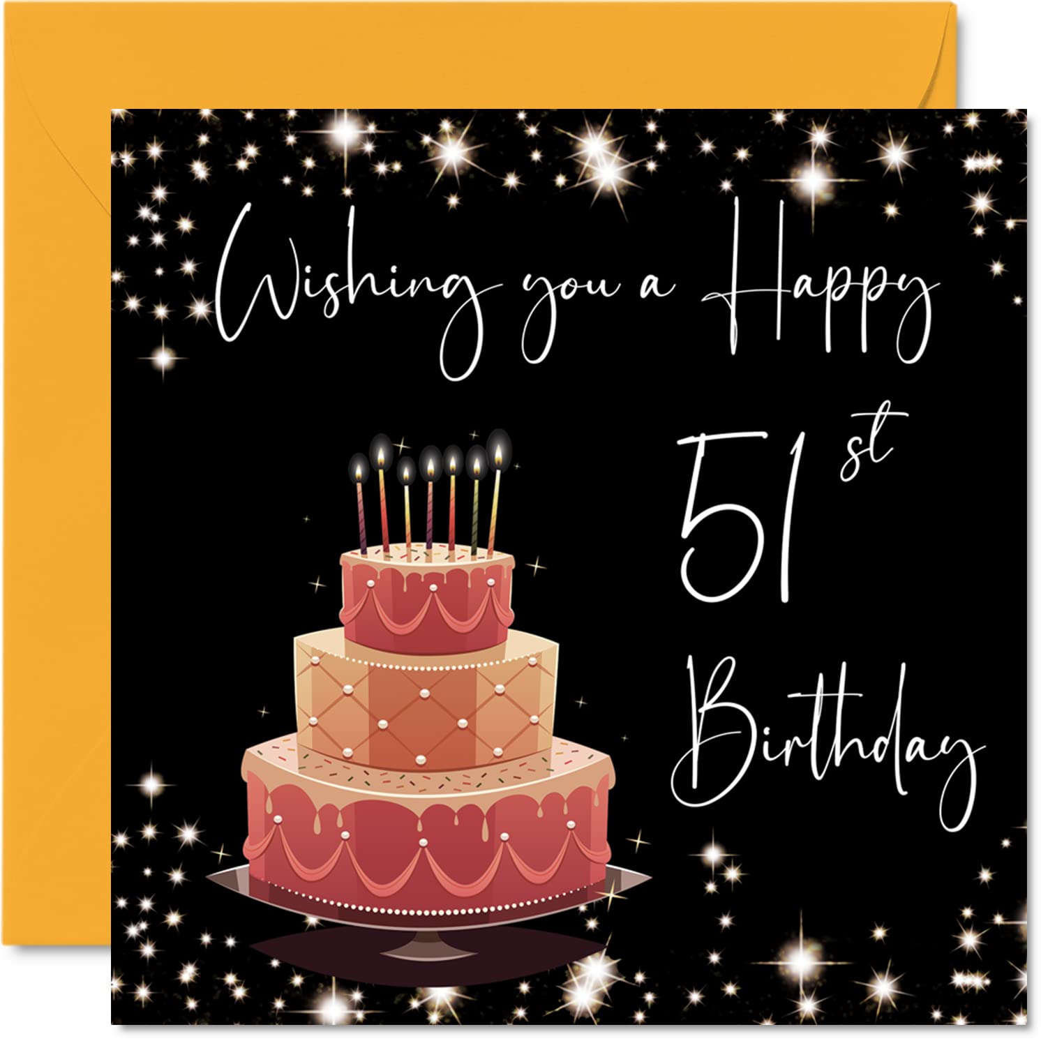 51st Birthday Card for Women and Men, Stylish Elegant