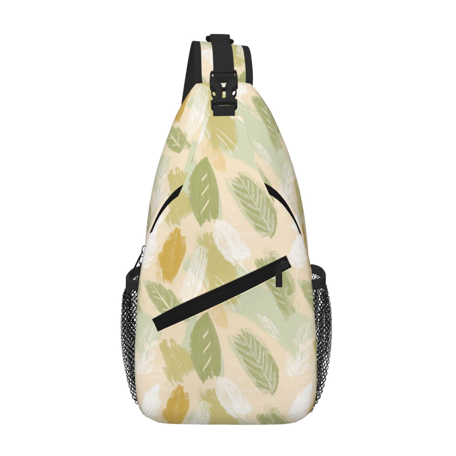 SUPLUCHOM Sling Bag Pastel Leaf Art Hiking Daypack Crossbody Shoulder Backpack Travel Chest Pack for Men Women