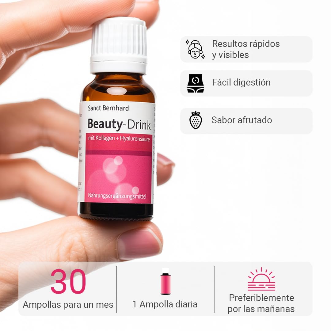 Colágeno Verisol® Beauty-Drink con Ácido Hialurónico - 3x 30 Ampollas colágeno bebible máxima absorción - Piel firme, cabello fuerte, uñas sanas - Vitamina C, Zinc, Biotina - Sabor afrutado listo