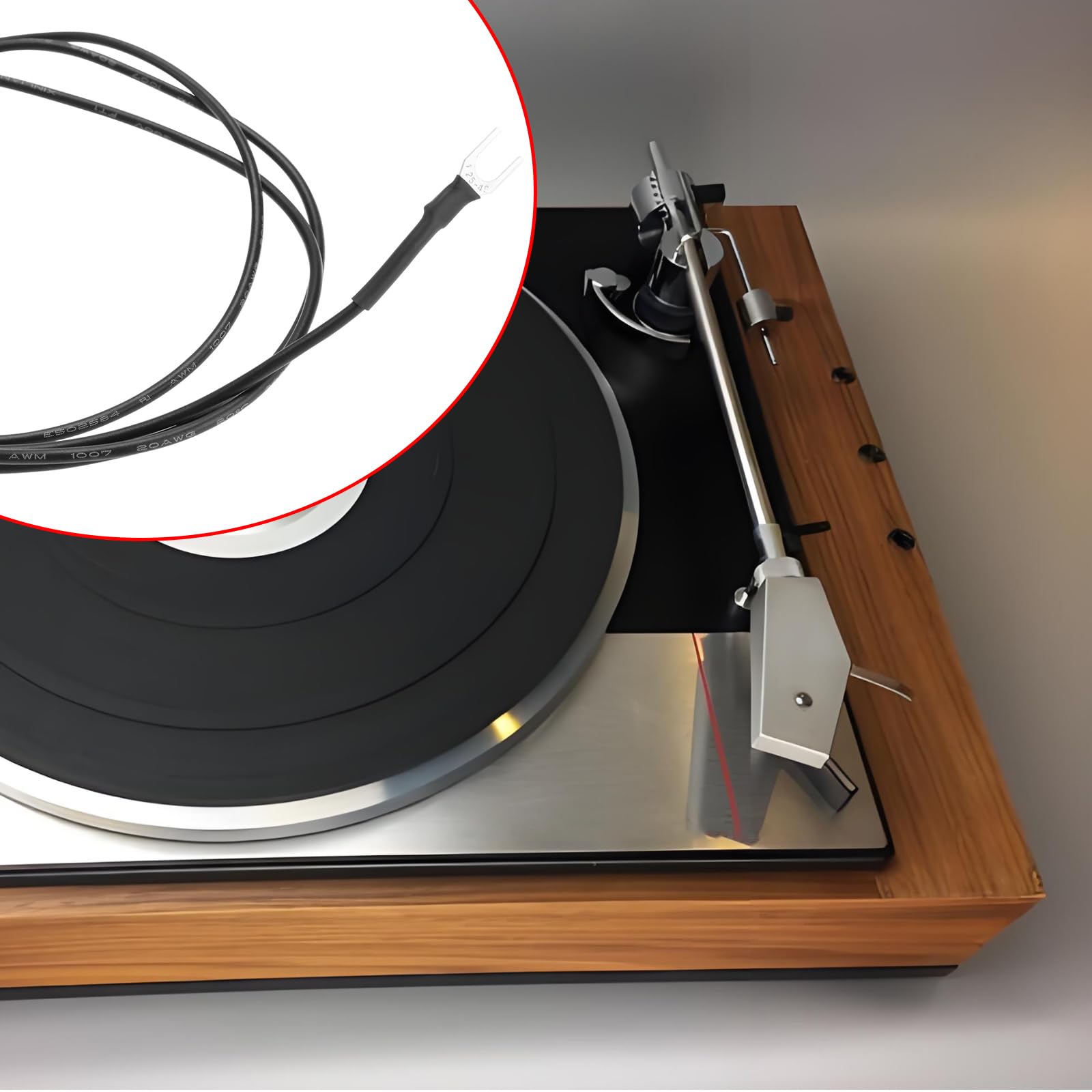 YINETTECH 1.2M Turntable Plug-in Ground Wire with Crimp Fork Terminals Turntable Earthing Ground Lead Wire Eliminate Hum Eliminate Noise for Turntables - Image 2