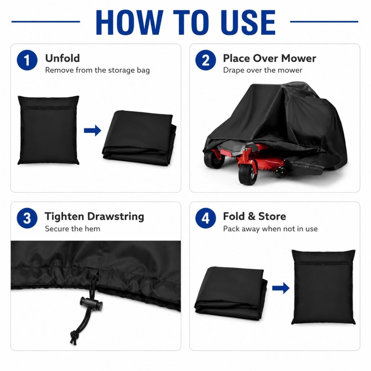 Funda Protectora Cortacésped para Wright WZ48FX801E WZ52FX801E | Funda para Tractor Cortacsped Cubierta del Tractor de Jardín Cubierta Impermeable Cortacésped Resistente Polvo Nieve Lona
