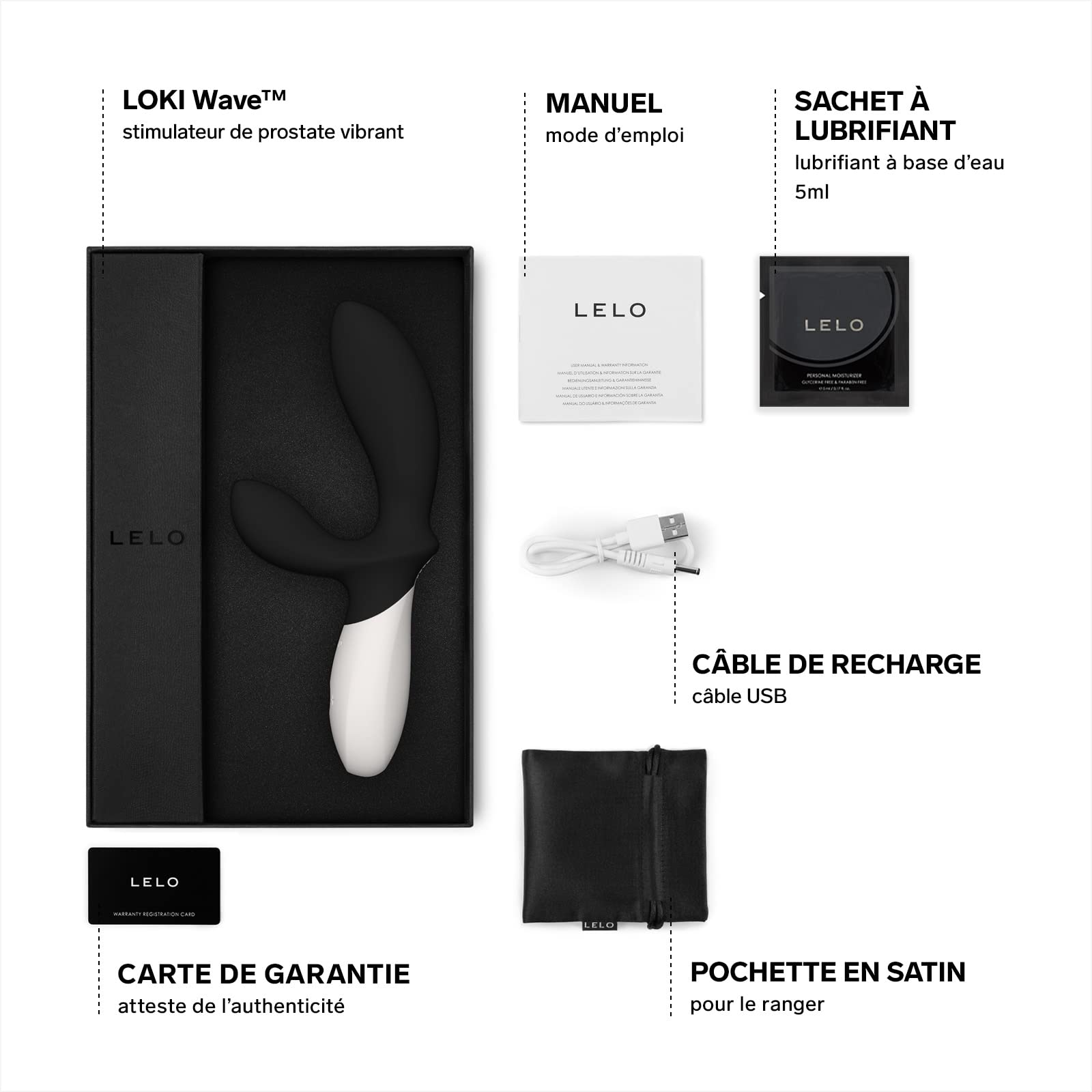 LELO LOKI Wave - Stimulant Sexuelle pour Homme, Sextoy Prostatique Doté de la Technologie WaveMotion, Vibromasseurs pour Homme, Obsidian Black