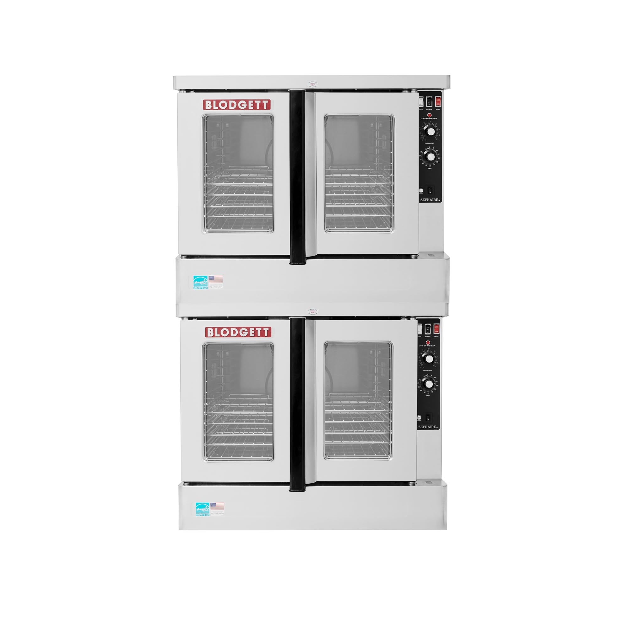 Generic Blodgett ZEPH-100-G-ES DBL Zephaire Double Full Size Natural Gas Convection Oven - 90,000 BTU, Silver