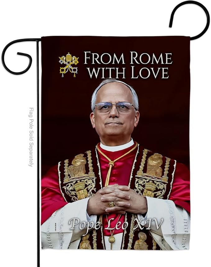 Flag Religion Picture Prints Vatican Memorabilia Tapestry Catholic Wall Art Canvas Poster Grave Decorations for Cemetery Yard Sign American Papal Door Garden Decor Religious Gifts