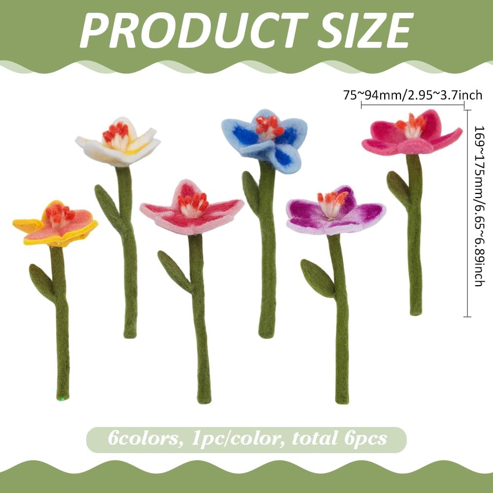 FINGERINSPIRE 6 Pcs Felt Lily Flowers Artificial Bouquet 6 Colors Felt Flower Ornament Accessories Reusable and Essential Oil Ready Multi Color Artificial Lily Floral Home or Event Decorations