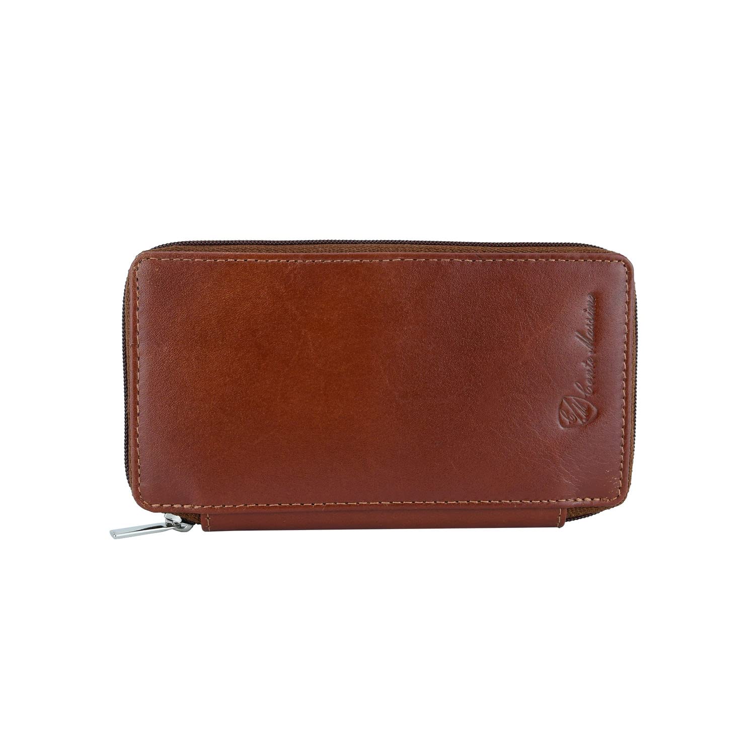 CONTE MASSIMO Porte-clés pour Homme et Femme, Cuir Véritable avec Fermeture Éclair, Crochets et Poches, avec Boîte Cadeau