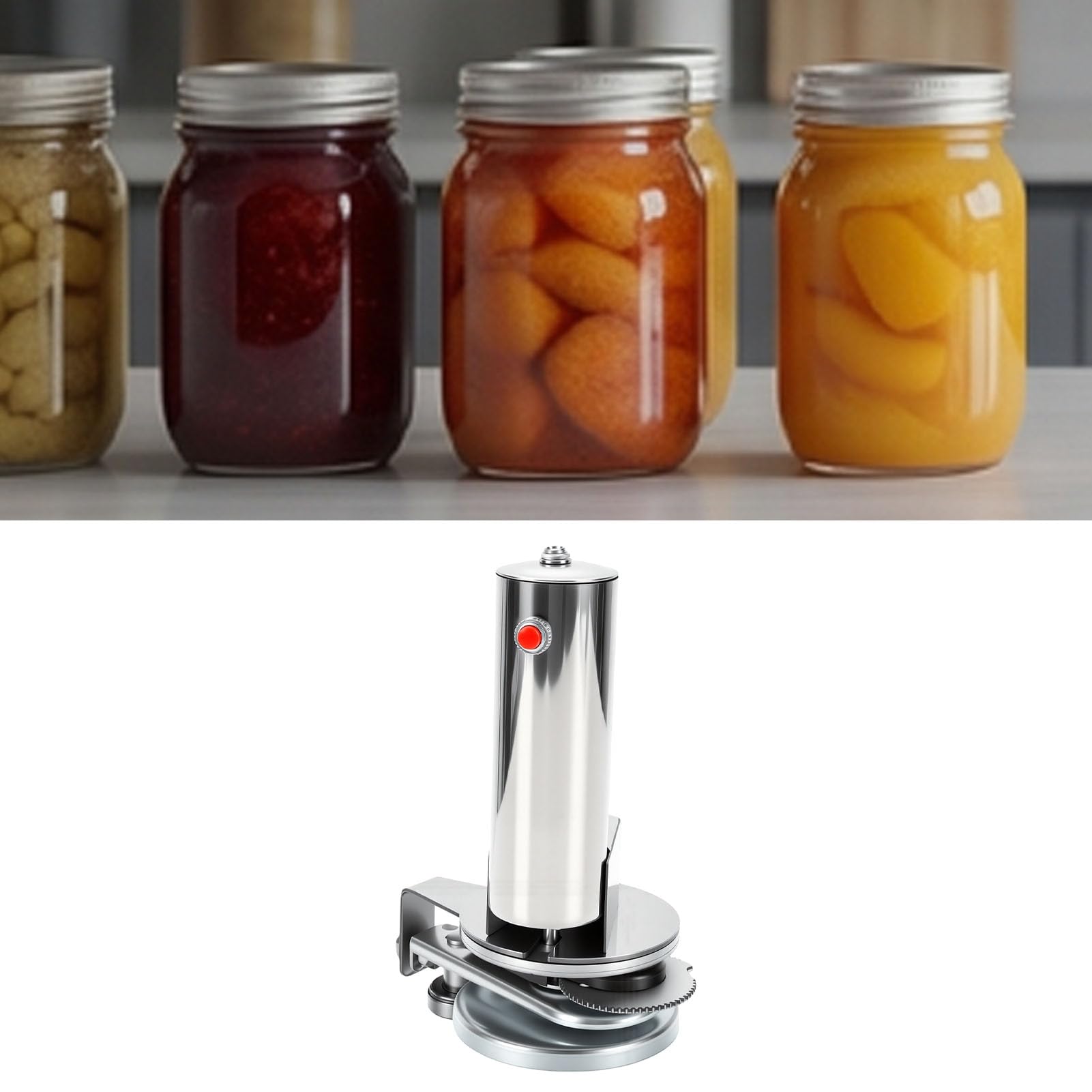 Pssopp Elektrischer Dosenverschließer, Tragbar | Automatischer Glas-Vakuumierer, 30-Sekunden-Versiegelungszyklus, für das Einmachen von Milch, Tee, Saft, Getränken und