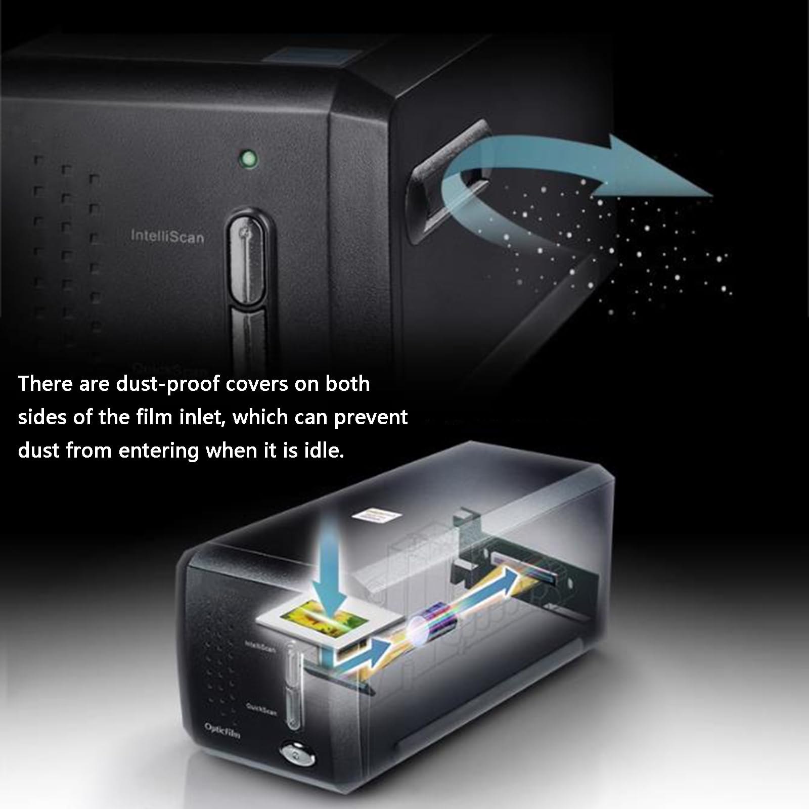 Scanner per Pellicole Digitali, Scanner Automatico per Diapositive Negative, con 7200 DPI E Output a 48 Bit, Vassoio di Alimentazione, Conversione in Batch Diapositive da 35 Mm