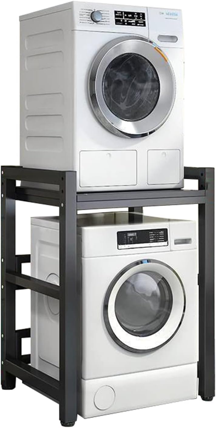 Laundry Space with Stackable Washer and Dryer Stand - 400KG Portable Rack for Over Washer Storage - Adjustable Front Load Kit
