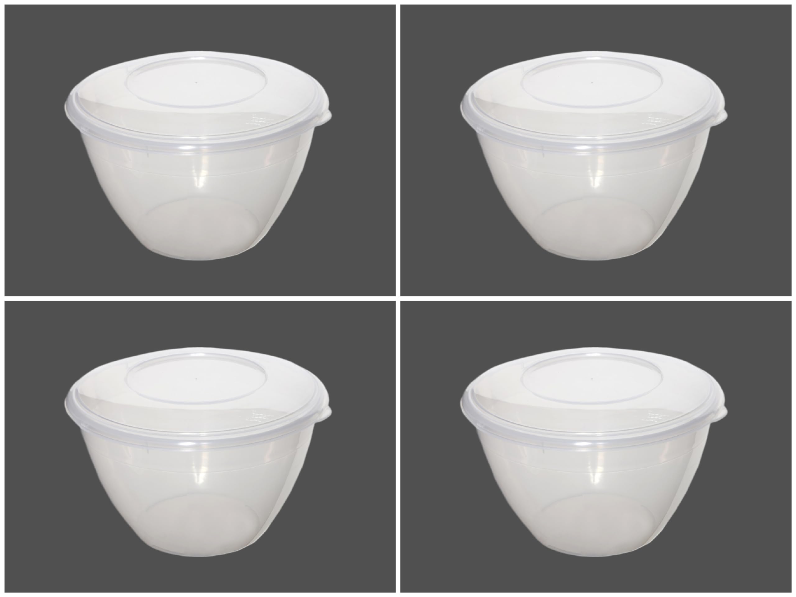 Foglish Home & Garden 1.2L 2.2lb Plastic Pudding Bowl Dish Basins with Clip on Lids Non Stick (4)