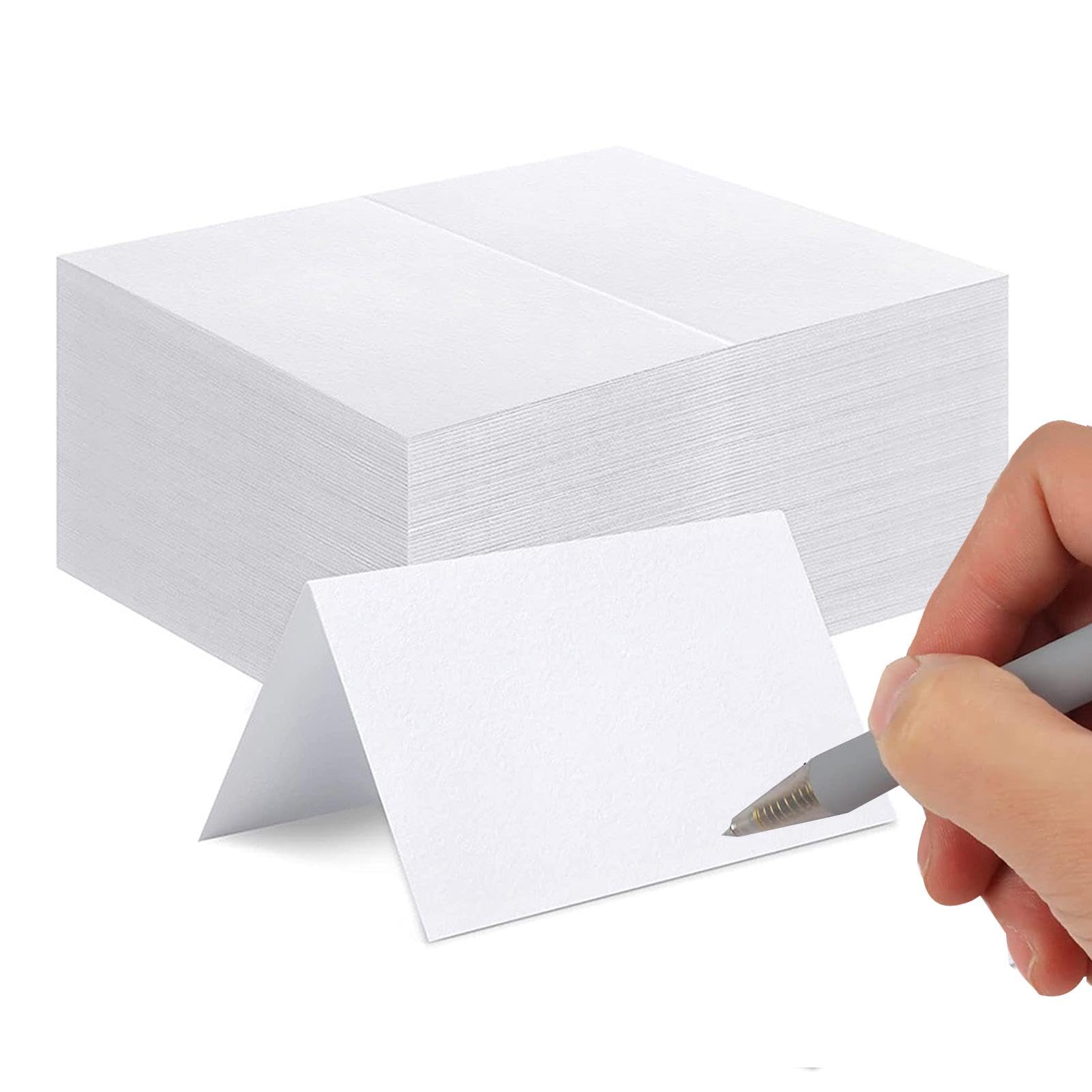 50Pcs Blank Wedding Table Name Place Cards, White Table-Cards Name Place Card, Creased Tent Cards, DIY Premium PlaceCards for Table Setting Wedding Birthday Dinner Party Chrismas(Color:White)