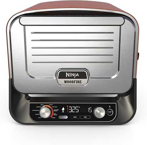 Ninja Woodfire 8-in-1 Electric Outdoor Pizza Oven, Rotisserie & Smoker BBQ with Grate, Pro-Heat Plate, Pizza Stone, Wood Pellets and Shovel, 6 Settings, Dark Orange OO101EU - 1