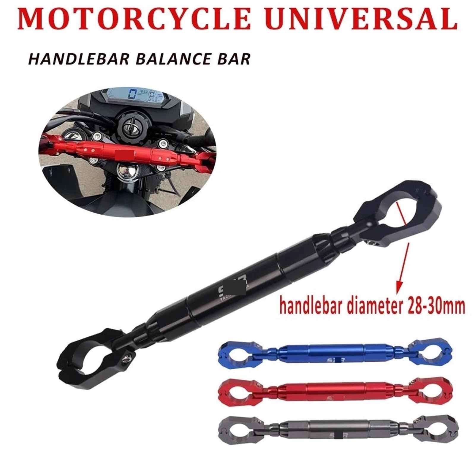 Barra di Rinforzo Manubrio Barra Porta Telefono Universale per Motocicletta da 25 Mm A 28 Mm per Rafforzare L'equilibrio del Manubrio Traversino Manubrio Moto(3)
