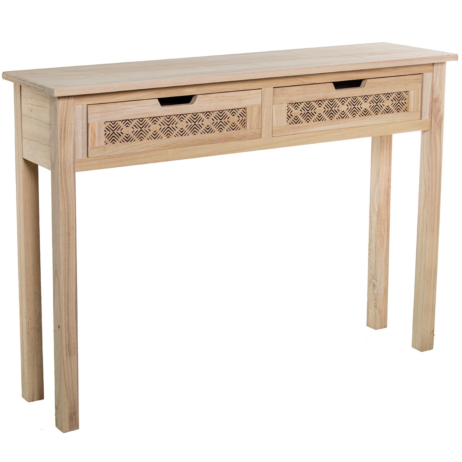 DRW Mesa de Entrada Consola recibidor con 2 cajones de Madera DM Natural 110x30x81 cm